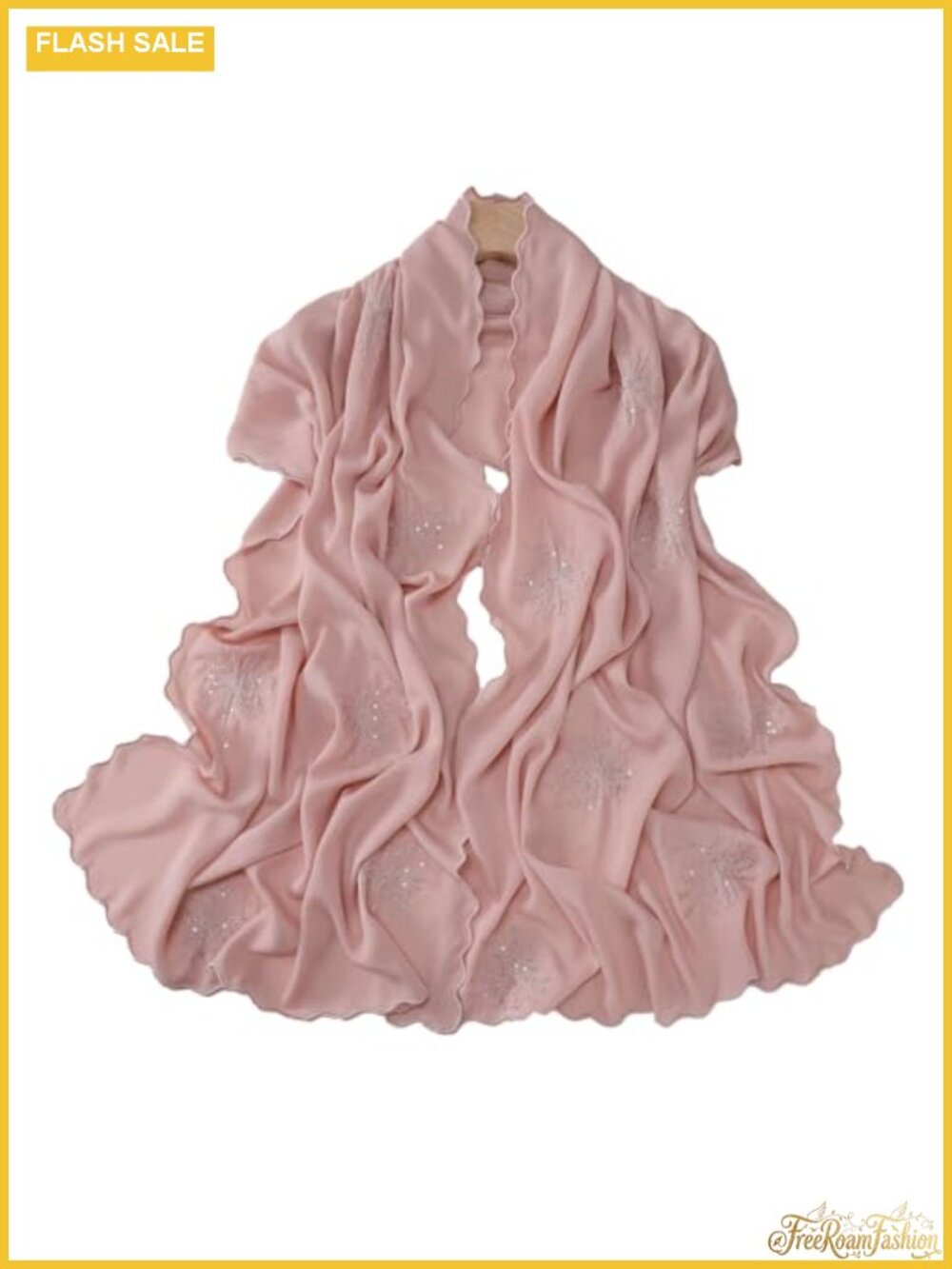 Silk Feeling Sequined Embroidered Hijab Scarf Shawl Wrap